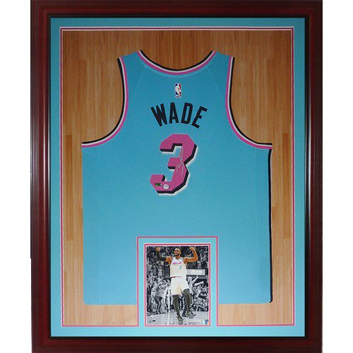 Dwyane Wade Autographed Signed Miami Heat (Baby Blue Vice #3) Deluxe Framed Jersey - PSA