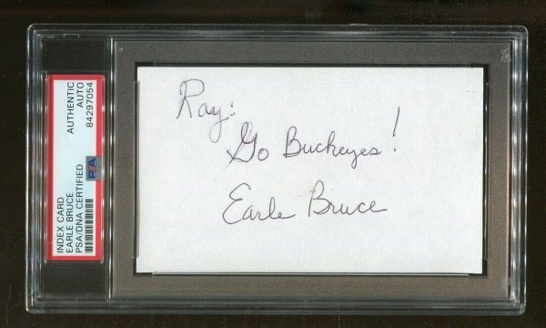 Earle Bruce OSU 8-2 8x10 Autographed Photo Certified Authentic 