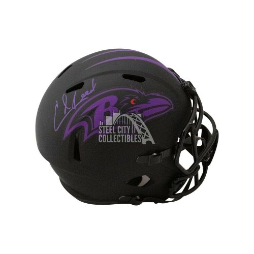 Ed Reed Autographed Signed Ravens Eclipse Replica Full-Size Helmet - Beckett (Purple Ink)