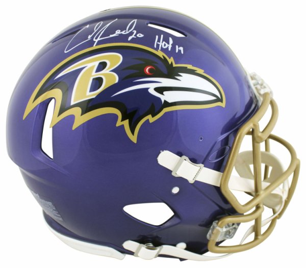 Ed Reed Autographed Signed Ravens "HOF 19" Flash Full Size Speed Proline Helmet Beckett Witness