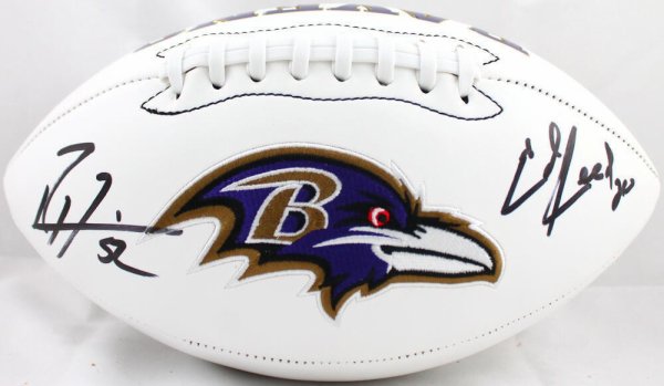 Ed Reed Autographed Signed Ray Lewis Baltimore Ravens Logo Football-Beckett W Hologram