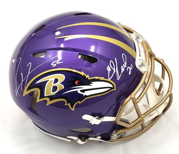 Ed Reed Autographed Signed & Ray Lewis Baltimore Ravens Riddell Speed Flash Authentic Helmet Beckett Witnessed