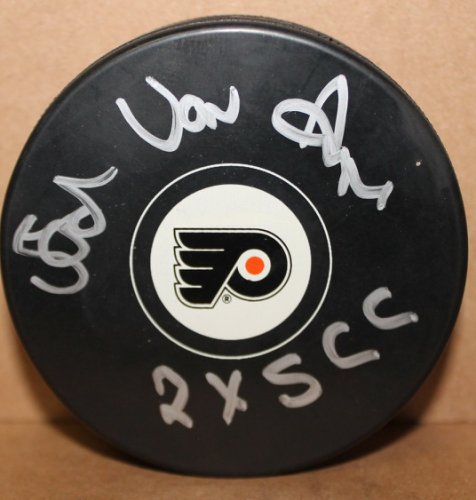 Ed Van Impe Philadelphia Flyers Autographed Signed Puck Inscribed 2x SCC