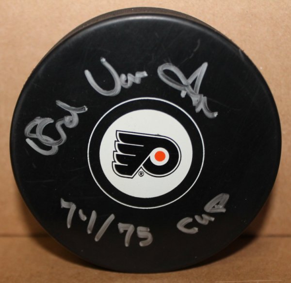 Ed Van Impe Philadelphia Flyers Autographed Signed Puck Inscribed 74/75 Cup