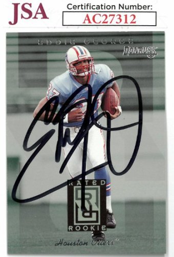 Eddie George Autographed Signed 1996 Donruss Rated Rookie Card (RC) #6- JSA #AC27312 (Oilers/Titans/On Card Auto)