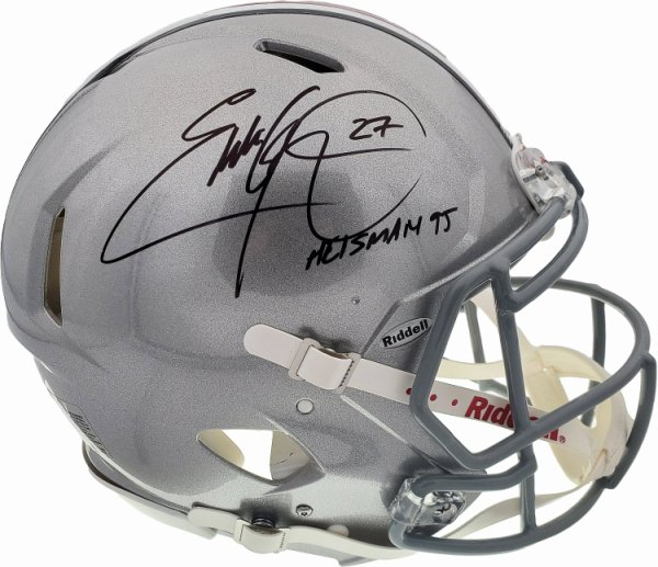 Eddie George Autographed Signed Ohio State Buckeyes Silver Full Size Authentic Speed Helmet Beckett Beckett