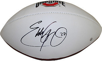 Eddie George Autographed Signed Ohio State Buckeyes White Logo Football #27 (Autographed Signed below logo)- Steiner Hologram (Heisman)