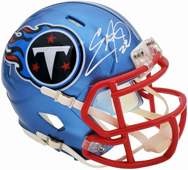 Eddie George Autographed Signed Tennessee Titans Flash Blue Speed Mini Helmet Beckett Beckett Qr