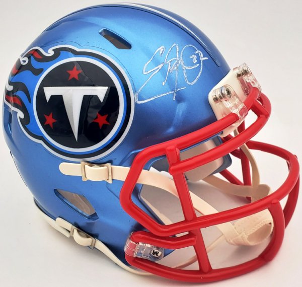 Eddie George Autographed Signed Tennessee Titans Flash Blue Speed Mini Helmet Beckett Beckett Qr #Wn48483