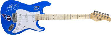 Eddie George Autographed Signed Tennessee Titans Logo Blue Glarry 39" FS Strat Electric Guitar #27- Beckett Witnessed