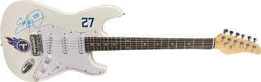 Eddie George Autographed Signed Tennessee Titans Logo White 39" FS Strat Electric Guitar #27- Beckett Witnessed