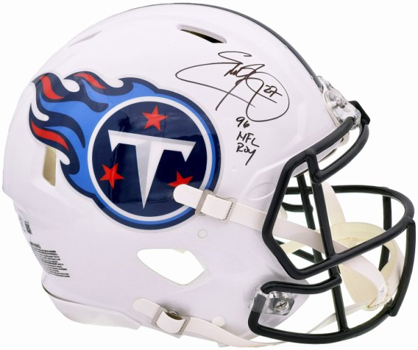Eddie George Autographed Signed Tennessee Titans White Full Size Authentic Speed Helmet "96 NFL Roy" Beckett Beckett Qr