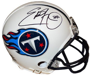 Eddie George Autographed Signed Tennessee Titans White TB VSR4 Mini Helmet #27- Beckett Witnessed