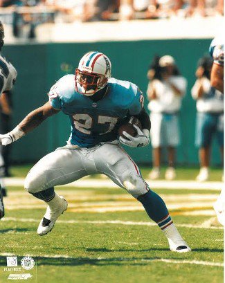 Eddie George unsigned Tennessee Oilers 8x10 Photo #27 (blue jersey front view)