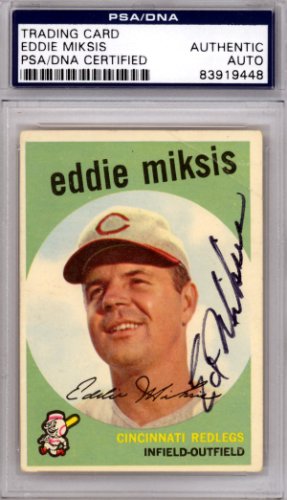 Eddie Miksis Autographed Signed 1959 Topps Card #58 Cincinnati Reds PSA/DNA