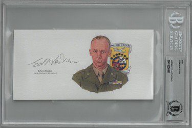 Edwin Horton Autographed Signed 6.5   x3.5    cut signature w/ Image  " BAS/Beckett Encapsulated (WWII/Doolittle Raiders/B-25 Mitchell)