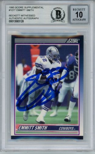 Emmitt Smith Autographed Signed 1990 Score #101 Rookie Card Beckett Slab 33762