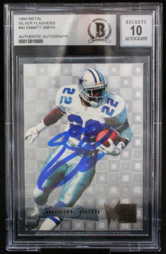 Emmitt Smith Autographed Signed 1995 Metal Silver Flashers #42 Auto Dallas Cowboys Beckett Autograph 10
