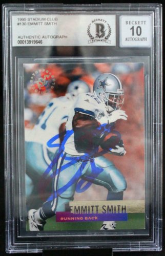 Emmitt Smith Autographed Signed 1995 Stadium Club #130 Auto Dallas Cowboys Beckett Autograph 10