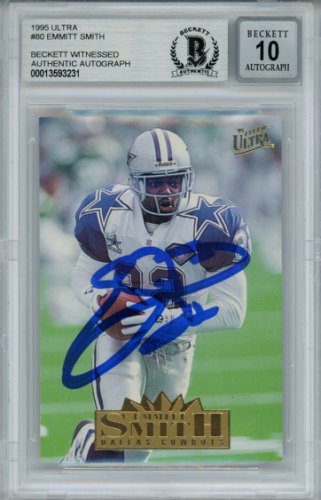 Emmitt Smith Autographed Signed 1995 Ultra #80 Trading Card Beckett Slab 35090