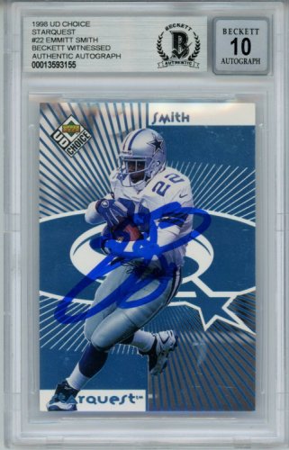 Emmitt Smith Autographed Signed 1998 Ud Choice Starquest #22 Trading Card Beckett Slab 35088