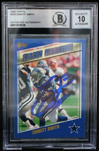 Emmitt Smith Autographed Signed 2000 Topps #328 Auto Dallas Cowboys Beckett Autograph 10