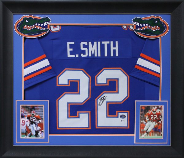 Emmitt Smith Autographed Signed Florida Authentic Blue Pro Style Framed Jersey Beckett Witnessed