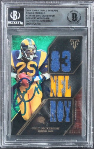 Eric Dickerson Autographed Signed 2014 Topps Triple Threads Emerald #Ttr156 Card Beckett Slabbed