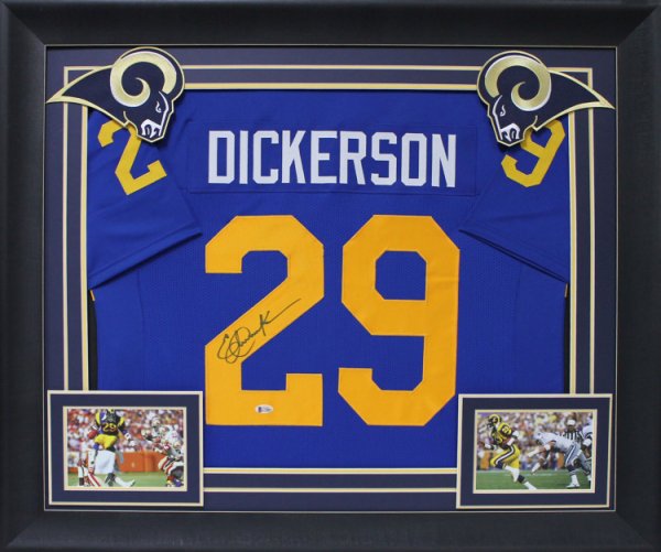 Eric Dickerson Autographed Signed Authentic Blue Pro Style Framed Jersey Beckett Witnessed