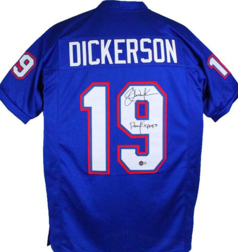 Eric Dickerson Autographed Signed Blue College Style Jersey With Insc. - Beckett W Holo