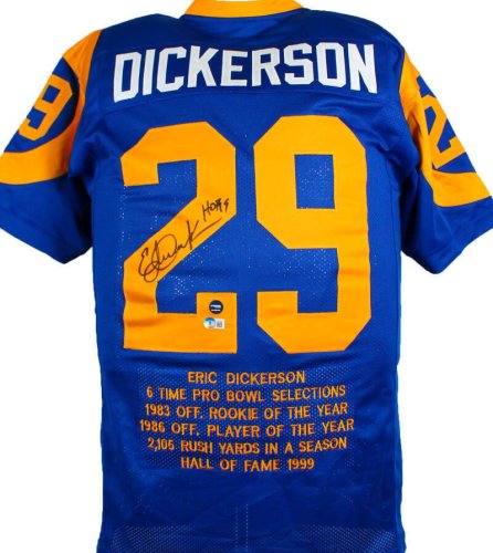 Royal Eric Dickerson Signed Custom Jersey JSA Witnessed Autographed w/ Photo 