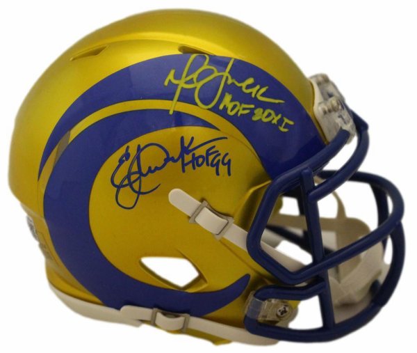 Eric Dickerson Autographed Signed & Marshall Faulk Rams Flash Mini Helmet HOF Beckett