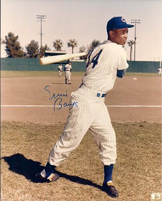 Ernie Banks, Ron Santo & Beckert Signed Chicago Cubs GG Winners 8x10 P –