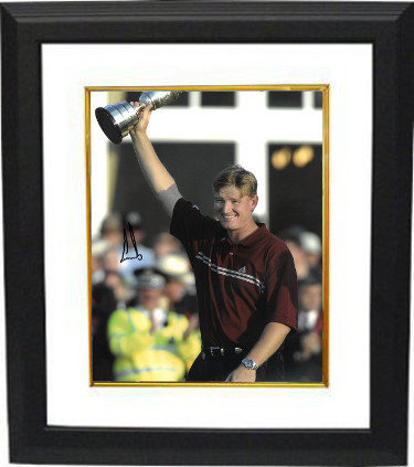 Ernie Els Autographed Signed PGA 11x14 Photo Custom Deluxe Framed  Trophy at 2002 Open Championship - Certified Authentic