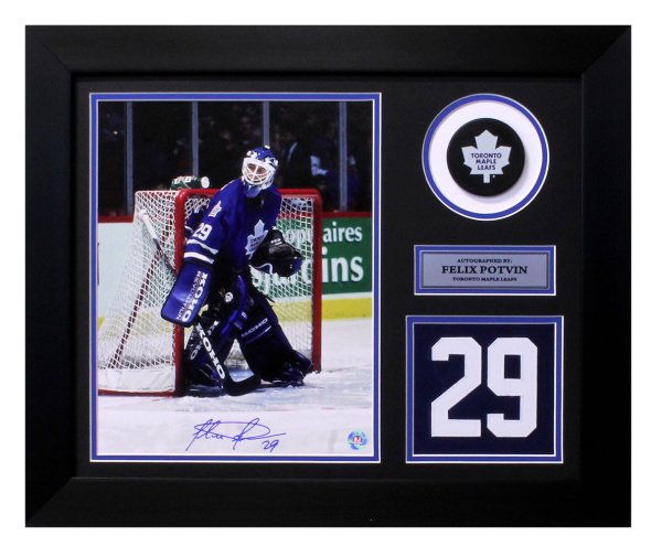 Johnny Bower Toronto Maple Leafs Signed 20x24 Retired Number Frame