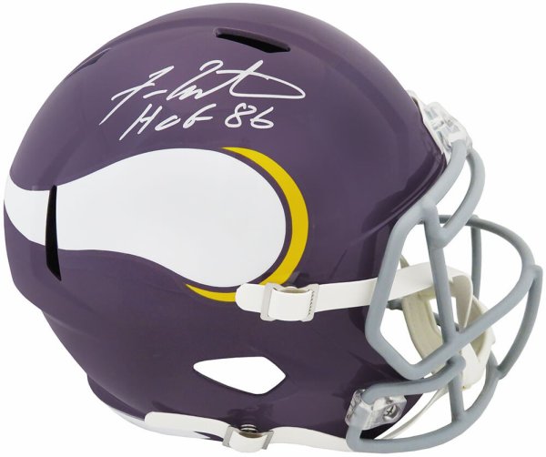 Fran Tarkenton Autographed HOF 86 and Framed Purple Minnesota Vikings Jersey Auto JSA COA