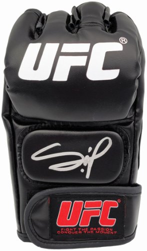 Francis Ngannou Francis Autographed Signed Black UFC Official Fight Glove Left Hand In Silver Beckett Beckett Qr #201968