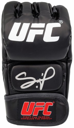 Francis Ngannou Francis Autographed Signed Black UFC Official Fight Glove Right Hand In Silver Beckett Beckett Qr #201967