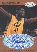 Francisco Elson California Golden Bears - Denver Nuggets 1999 SAGE Authentic Autograph Bronze Autographed Signed Card - Certified Autograph - Rookie Card.  This item comes with a certificate of authenticity from Autograph-Sports.