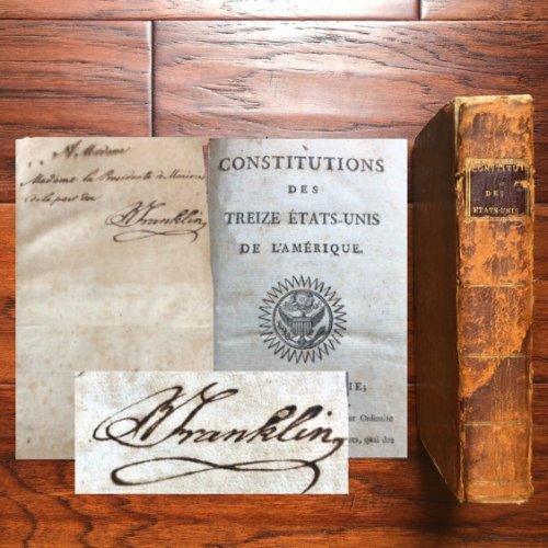 Franklin Autographed Signed Benjamin * Beckett * 1783 Declaration Of Independence Book Autograph