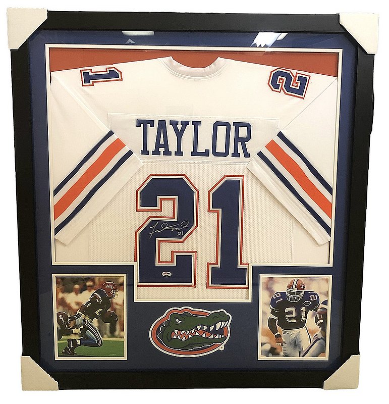 Fred Taylor Autographed Signed Florida Gators Framed Premium Deluxe Jersey - PSA/DNA Authentic