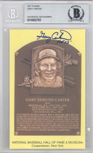 Gary Carter Autographed Signed HOF Plaque Postcard Expos, Mets "HOF 03" Beckett Beckett