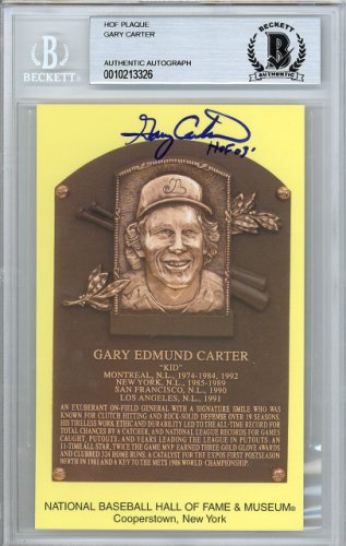 Gary Carter Autographed Signed HOF Plaque Postcard Expos, Mets "HOF 03" Beckett Beckett