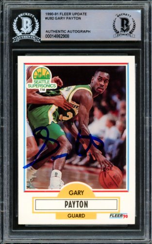 Gary Payton Seattle SuperSonics Autographed Mitchell & Ness 1994-95 NBA  75th Anniversary Green Diamond Replica