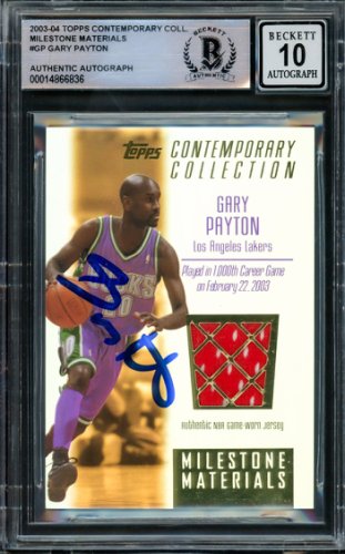 Press Pass Collectibles Gary Payton Authentic Signed Green Pro Style Jersey BAS Witnessed #W671749