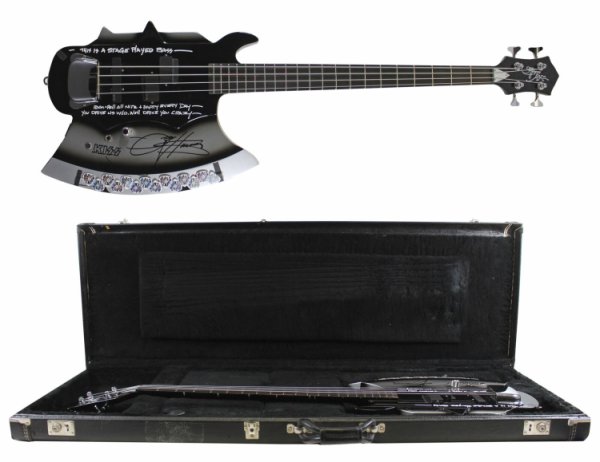 Gene Simmons Autographed Signed Authentic & Inscribed Stage Used Axe Guitar & Case JSA
