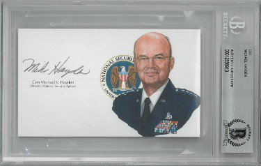 General Michael/Mike Hayden Autographed Signed 5   x3    cut signature w/ Image  "BAS/Beckett Encapsulated (Director/National Security Agency/CIA)