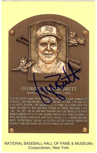 George Brett Autographed Signed HOF Plaque Postcard Kansas City Royals JSA