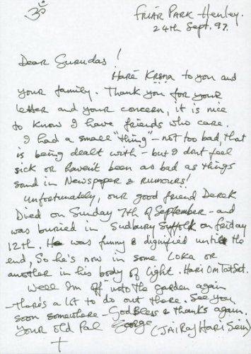 George Harrison Autographed Signed The Beatles Authentic Handwritten Letter Beckett