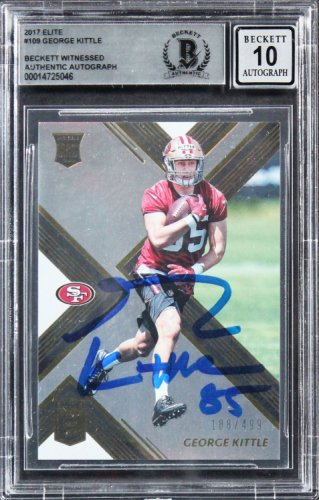 George Kittle Autographed 49ers 16x20 Close UP Photo-Beckett W Hologram  *Black